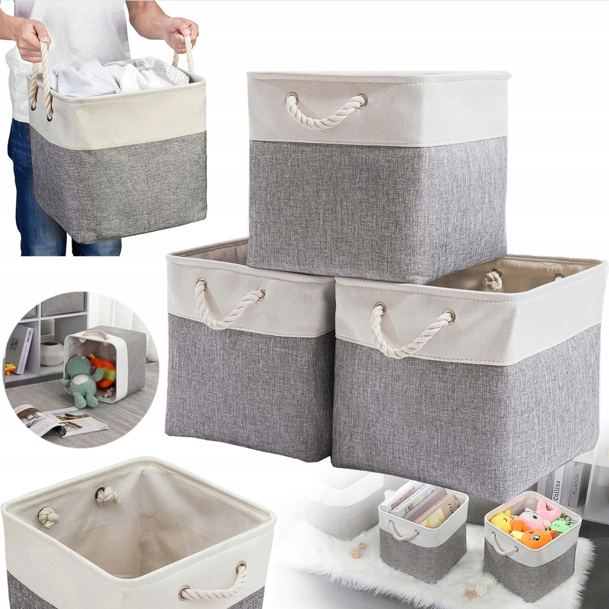 Organizér Na Skladování Koš Zásobník na hračky a kosmetiku oblečení 3ks