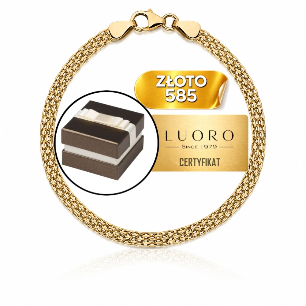 Náramek Zlatý 585 14K Bismarck 4 MM Elegantní 18 CM