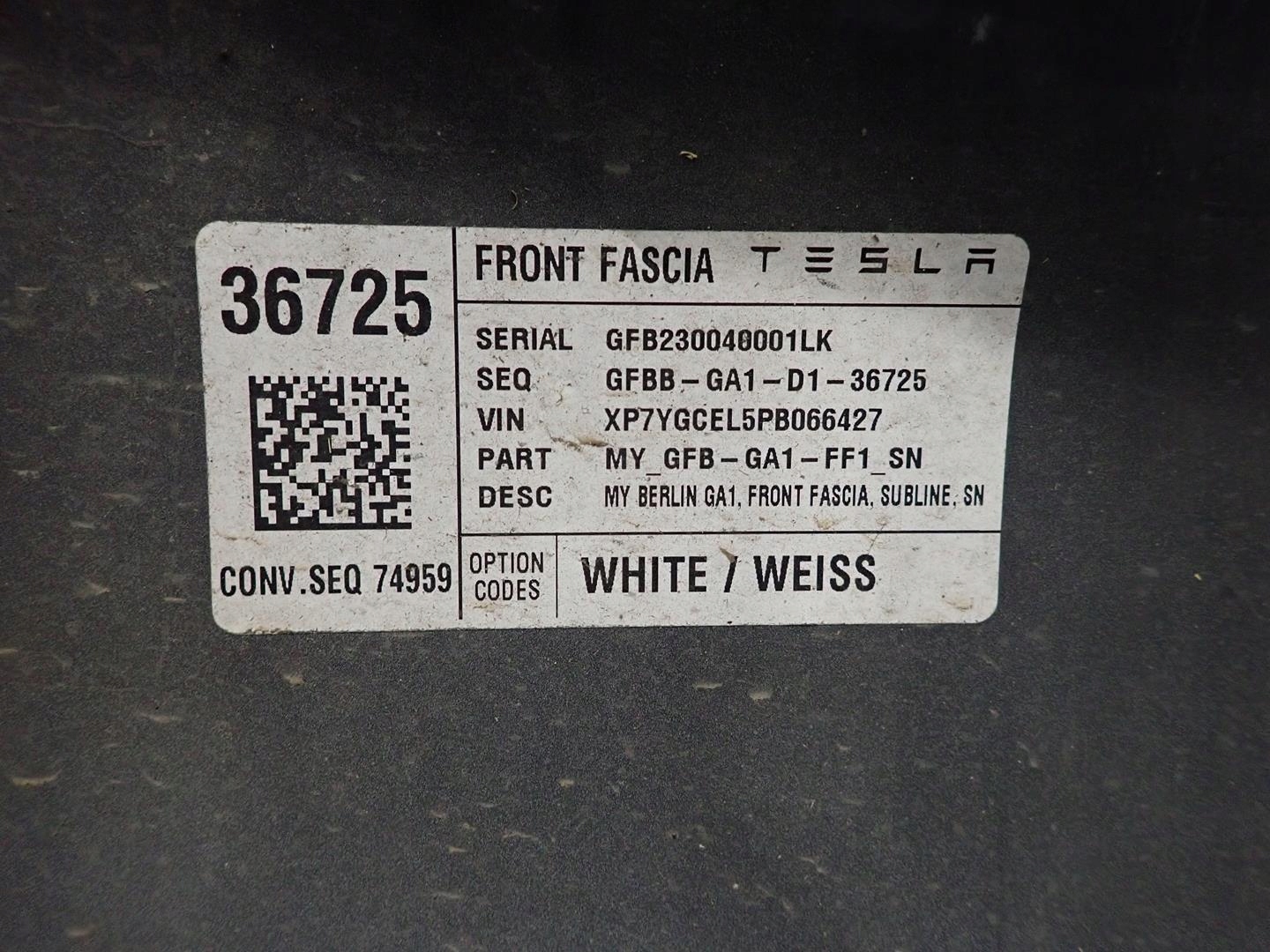 bumper front front TESLA Y 2021