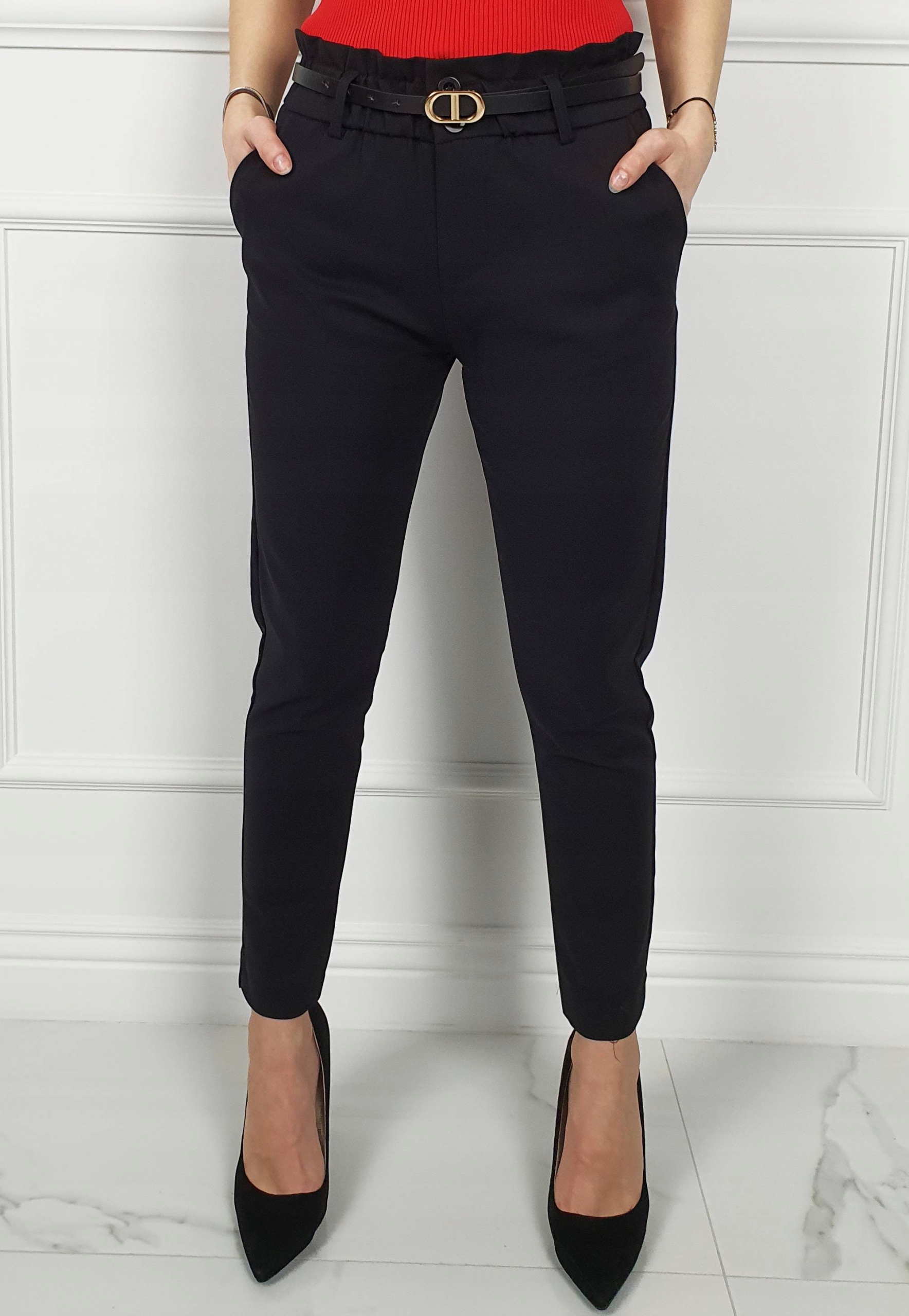 #ELEGANCKIE SPODNIE DAMSKIE Freesia 7/8 - Falbanka Model Cygaretka