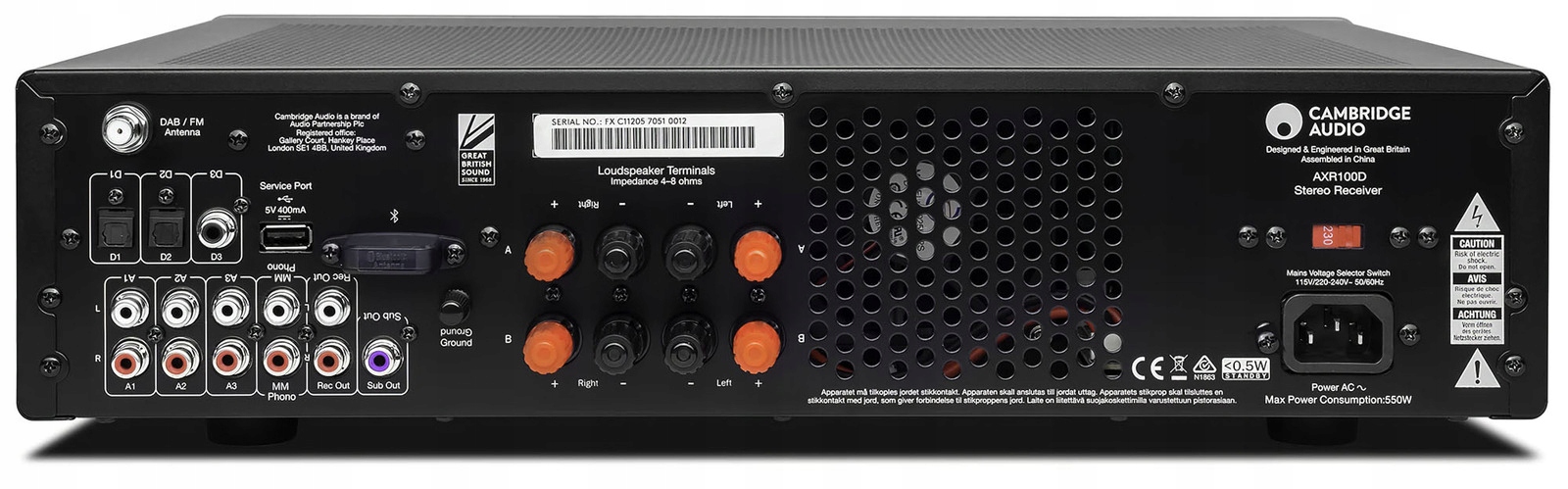 Amplituner CAMBRIDGE AUDIO AXR100D 2.0 DAB BT Liczba wejść HDMI 0