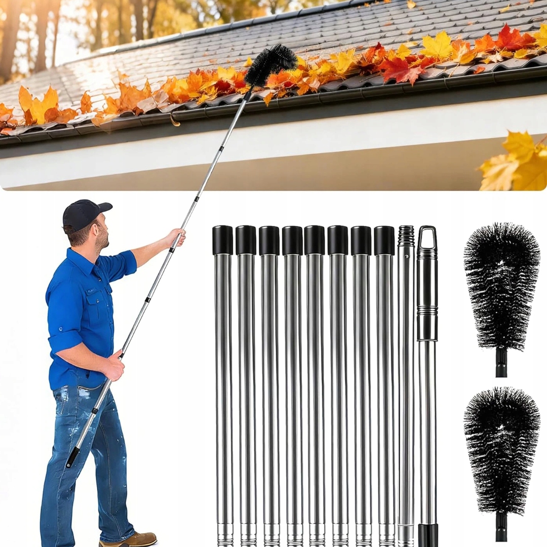 Teleskopický Kartáč Na Čištění Okapů Se Dvěma Koncovkami Do 310 CM