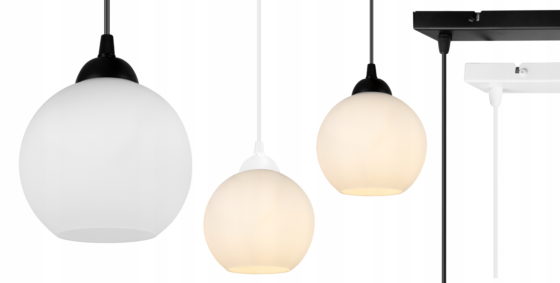 LAMPA WISZĄCA KLASYCZNA METALOWA SZKLANY KLOSZ Liczba punktów światła 3