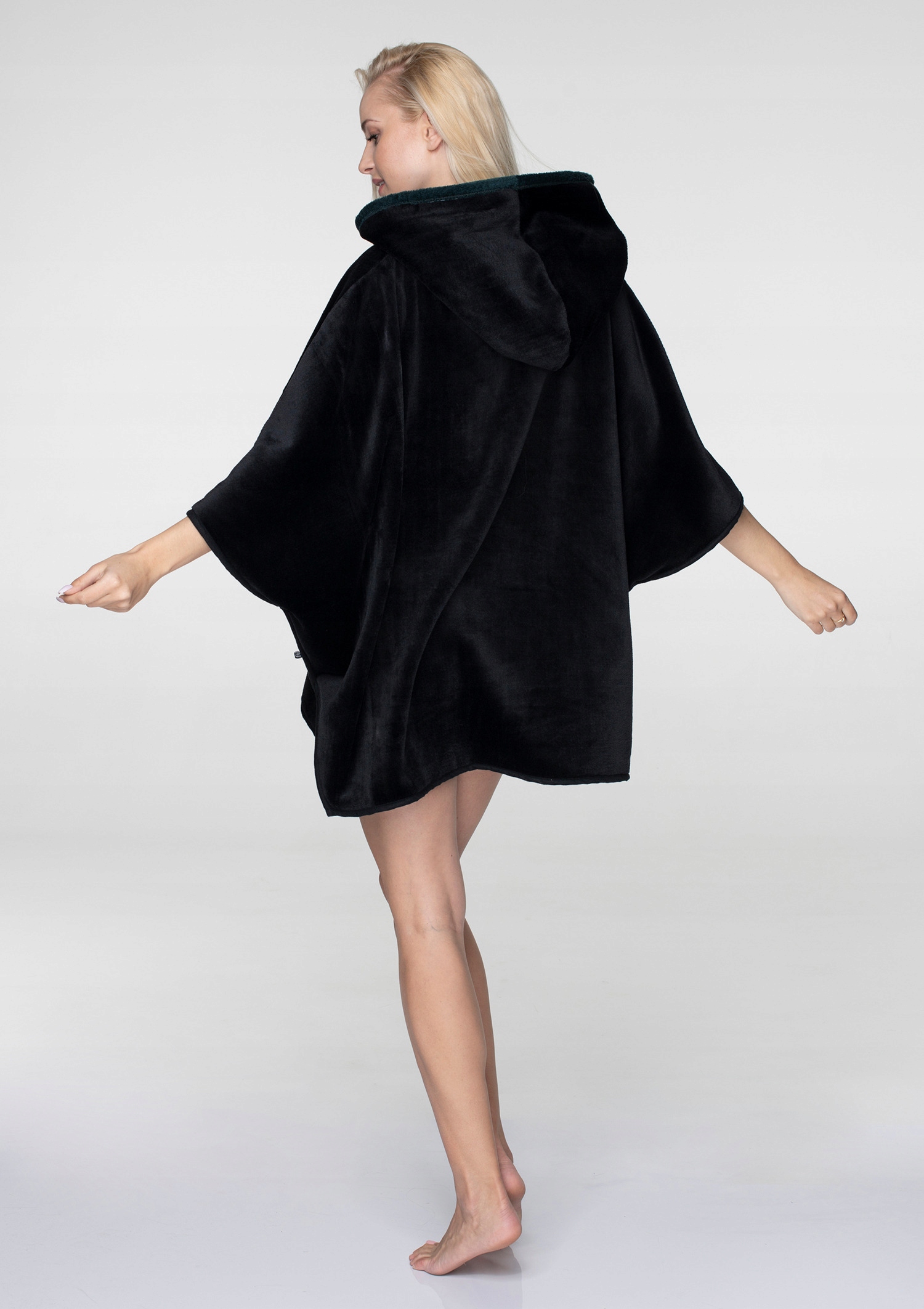 PONCZO DAMSKIE Z KAPTUREM KEY LHP802 PONCHO *S/M* Rękaw rękaw 3/4