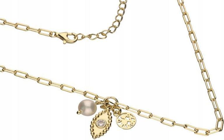 Stříbrný pozlacený náhrdelník 925, strom oko a perla, módní vzor jako dárek