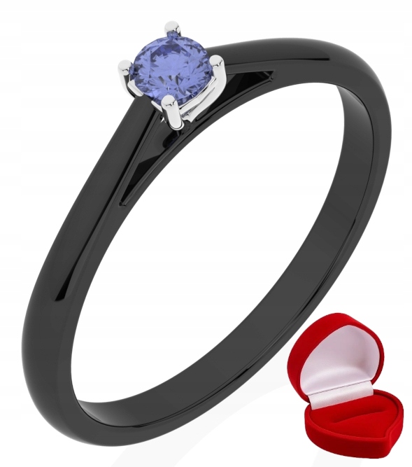 Prstýnek, černé zlato, tanzanit 0,09 ct R21