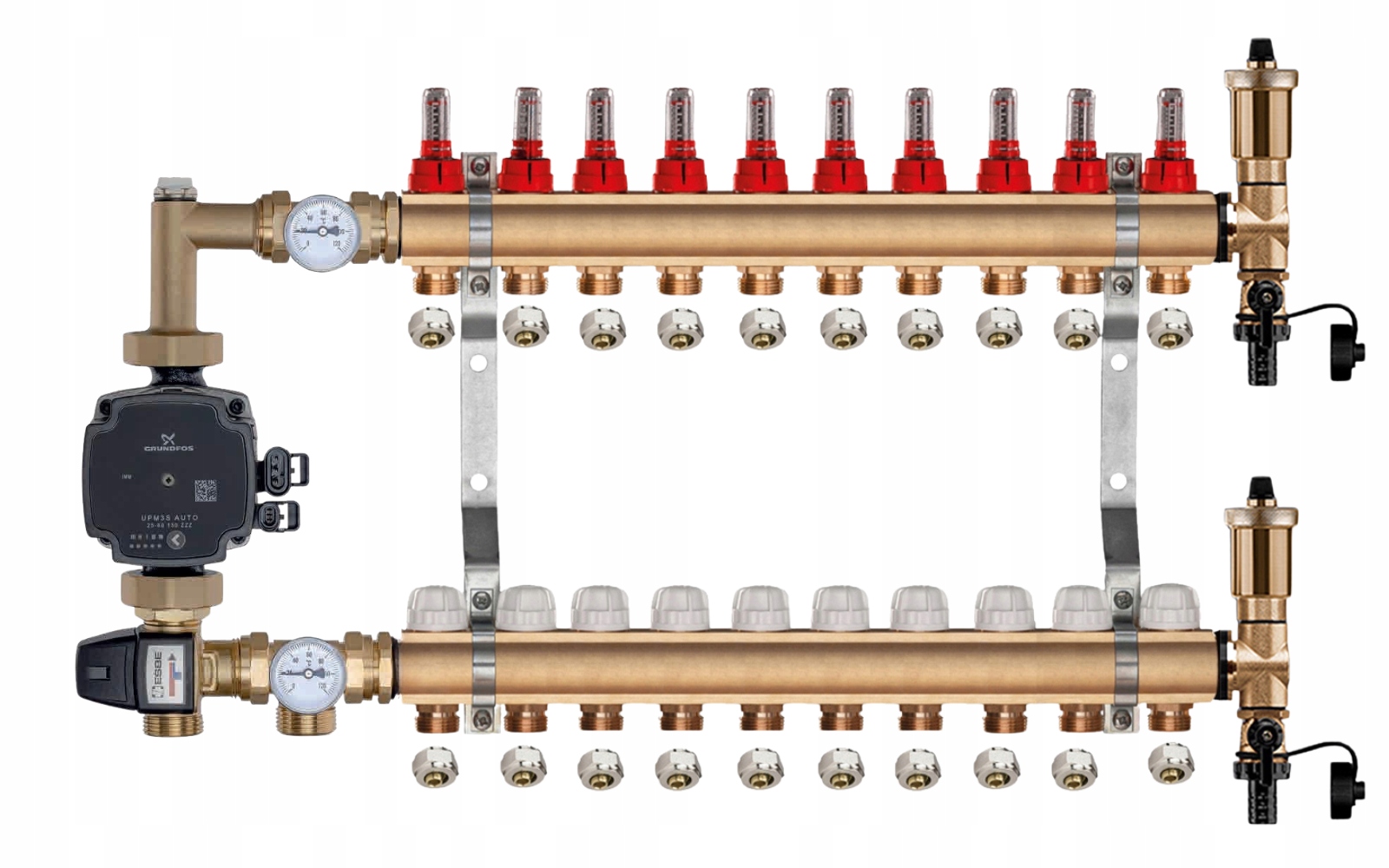 Mosazný Rozdělovač Podlahovky 10 Čerpací Skupina Grundfos Pex Spojky
