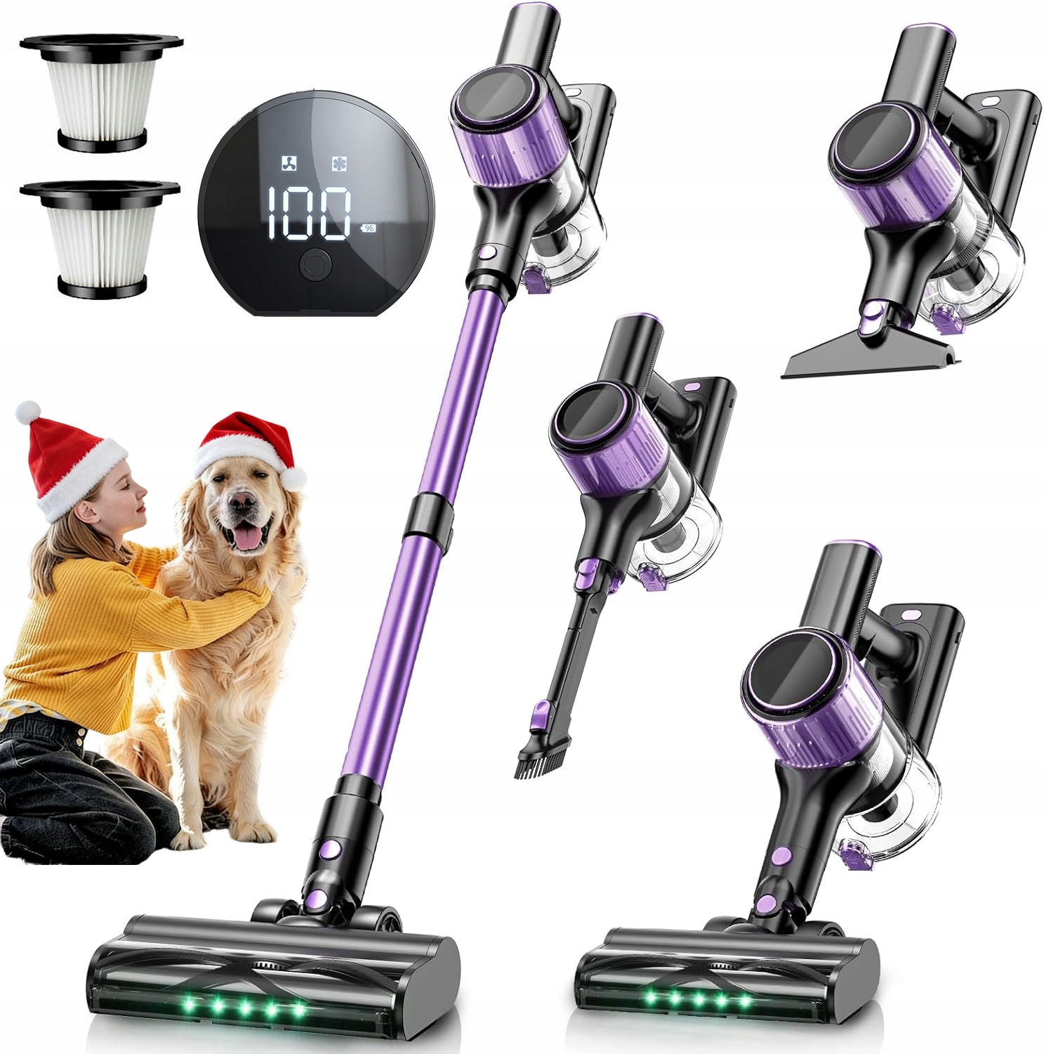 Mocny Odkurzacz Pionowy Bezprzewodowy Z Led 400W 30KPA