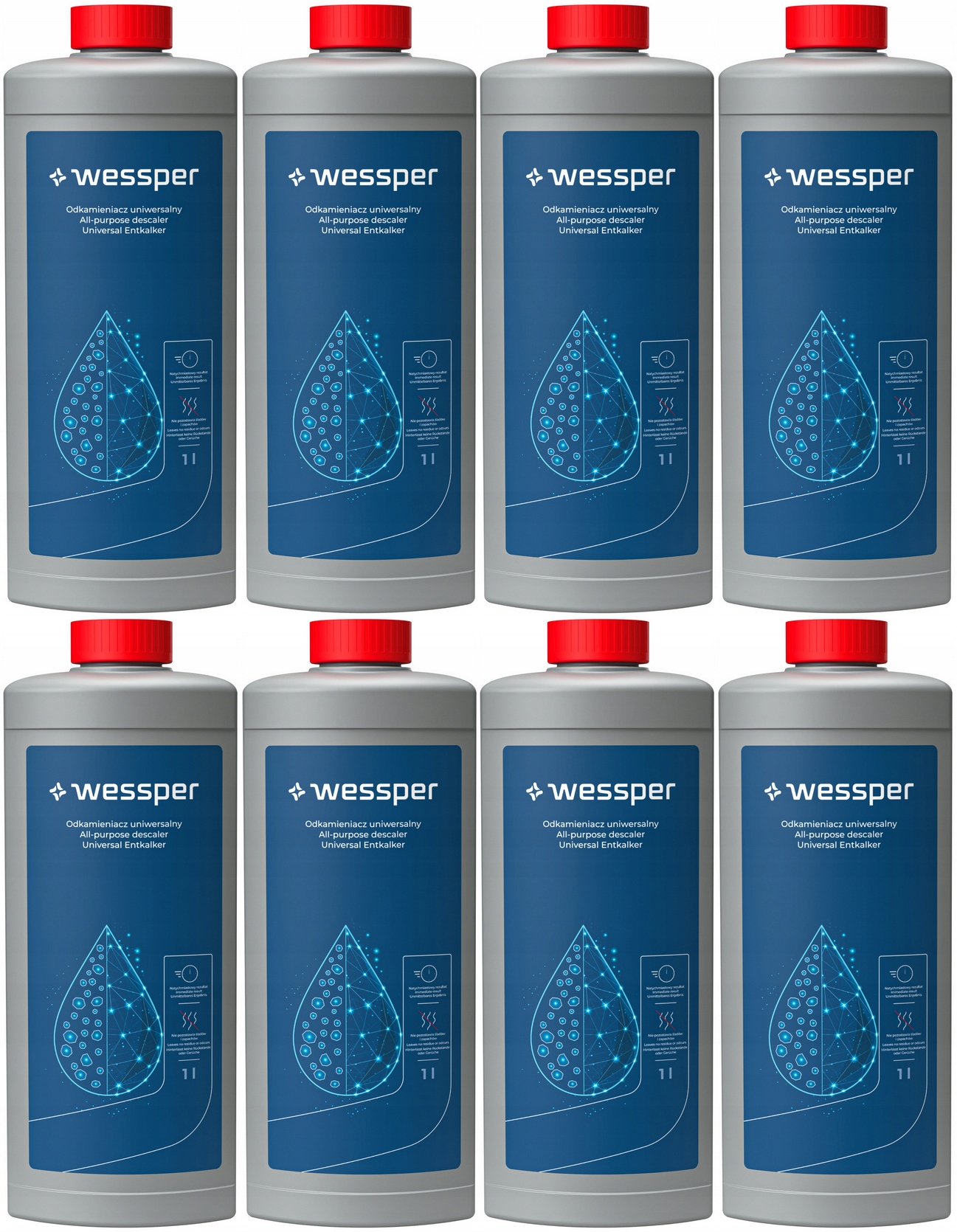 8 x Velký Silný Univerzální Odvápňovač Pro Tekutý Kávovar 1L Wessper
