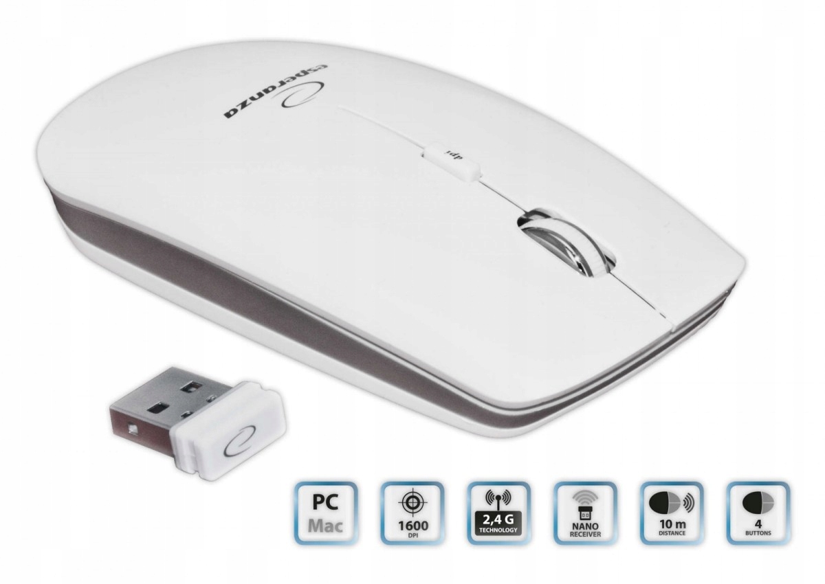 Esperanza Mysz EM120W Mac-style Bezprzewodowa 2,4GHZ