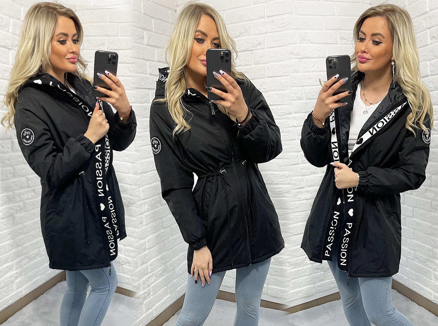 ASYMETRYCZNA PARKA płaszcz kurtka Z KAPTUREM 4 KOLORY L Wypełnienie syntetyczne