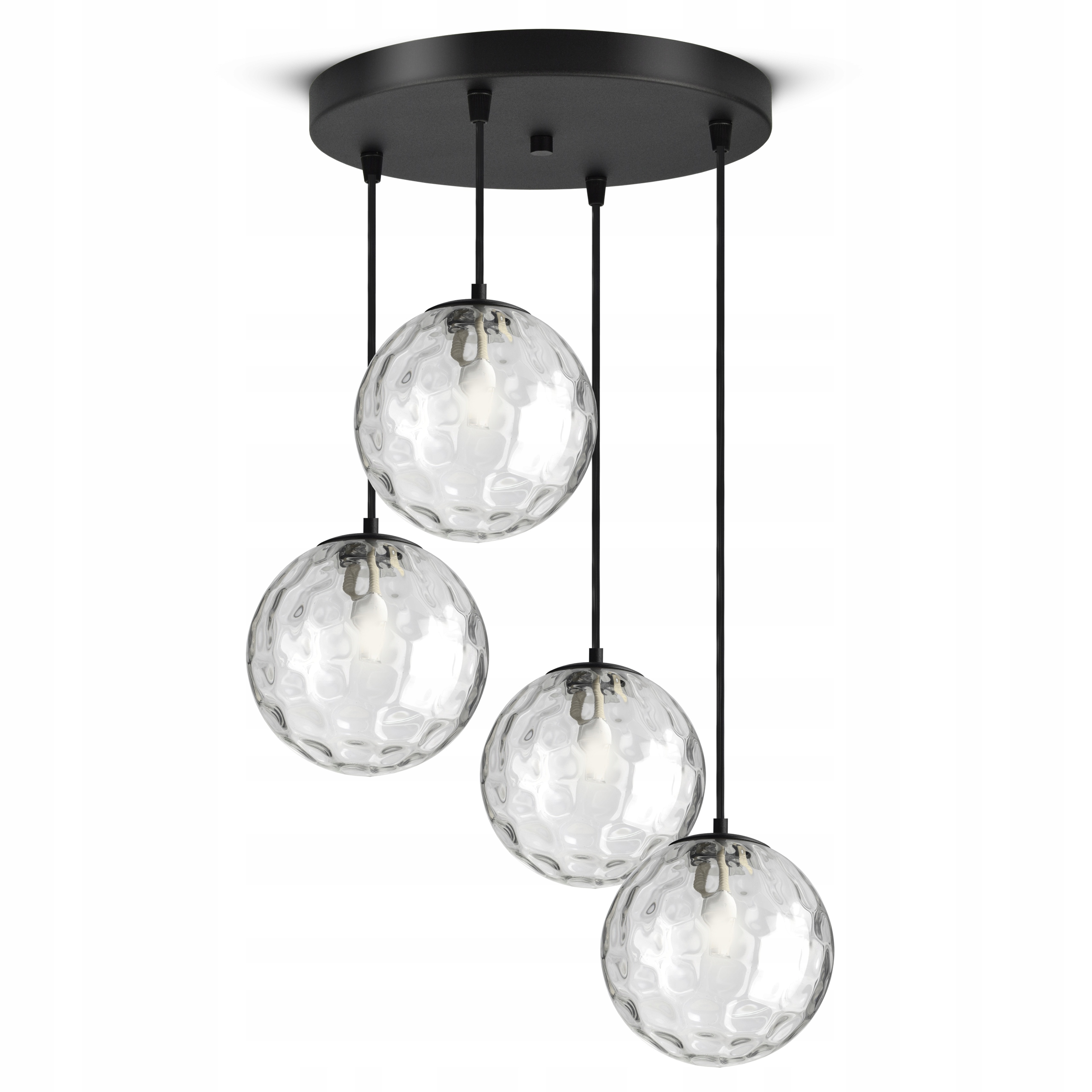 Závěsná stropní lampa Lustr Čtyři skleněné koule Průhledné nad stolem