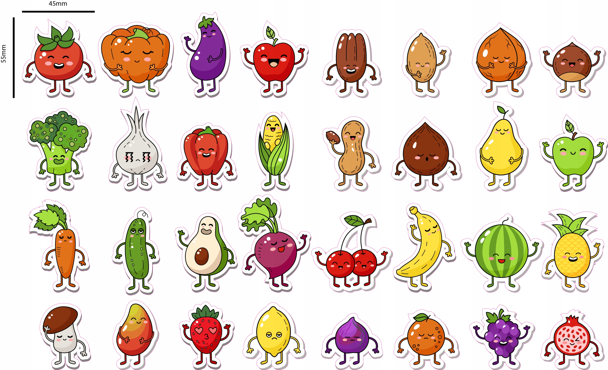 

duże Naklejki warzywa owoce Zestaw 32szt dla dziec