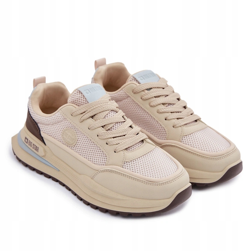 Pánské Sportovní Pohodlné Tenisky Big Star Hi-poly Systém Béžové 43
