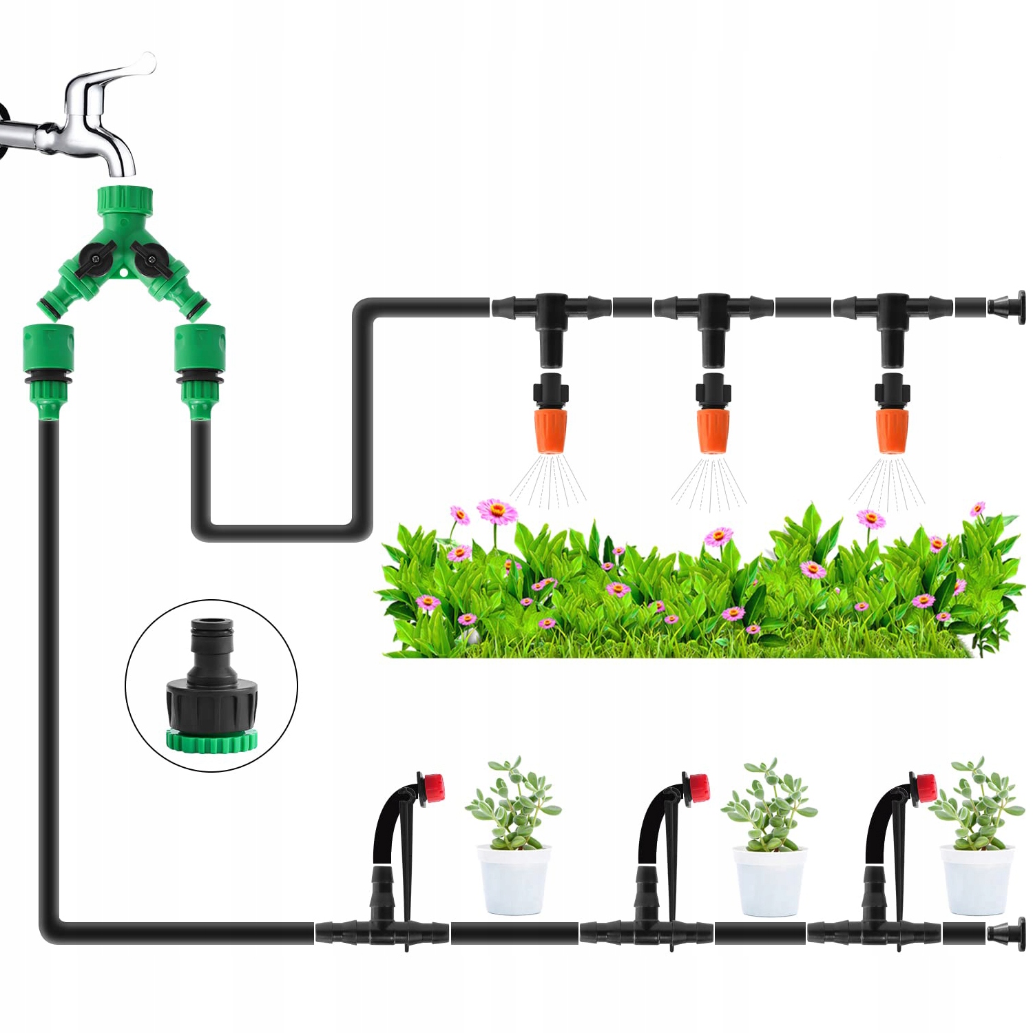 ZESTAW SYSTEM DO NAWADNIANIA KROPELKOWEGO IRYGACJI WĄŻ OGRODOWY 50M EAN (GTIN) 0794855569552