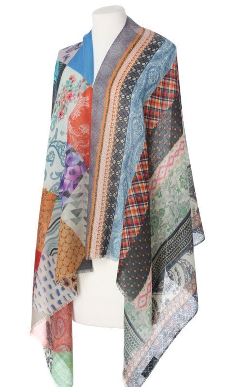 Laura Verdiani Szalik PATCHWORK z wełny i jedwabiu Model A310