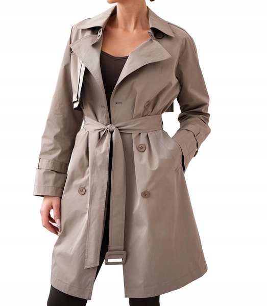 Klasický dámský trenčkotový kabát s klopami Nadia 44