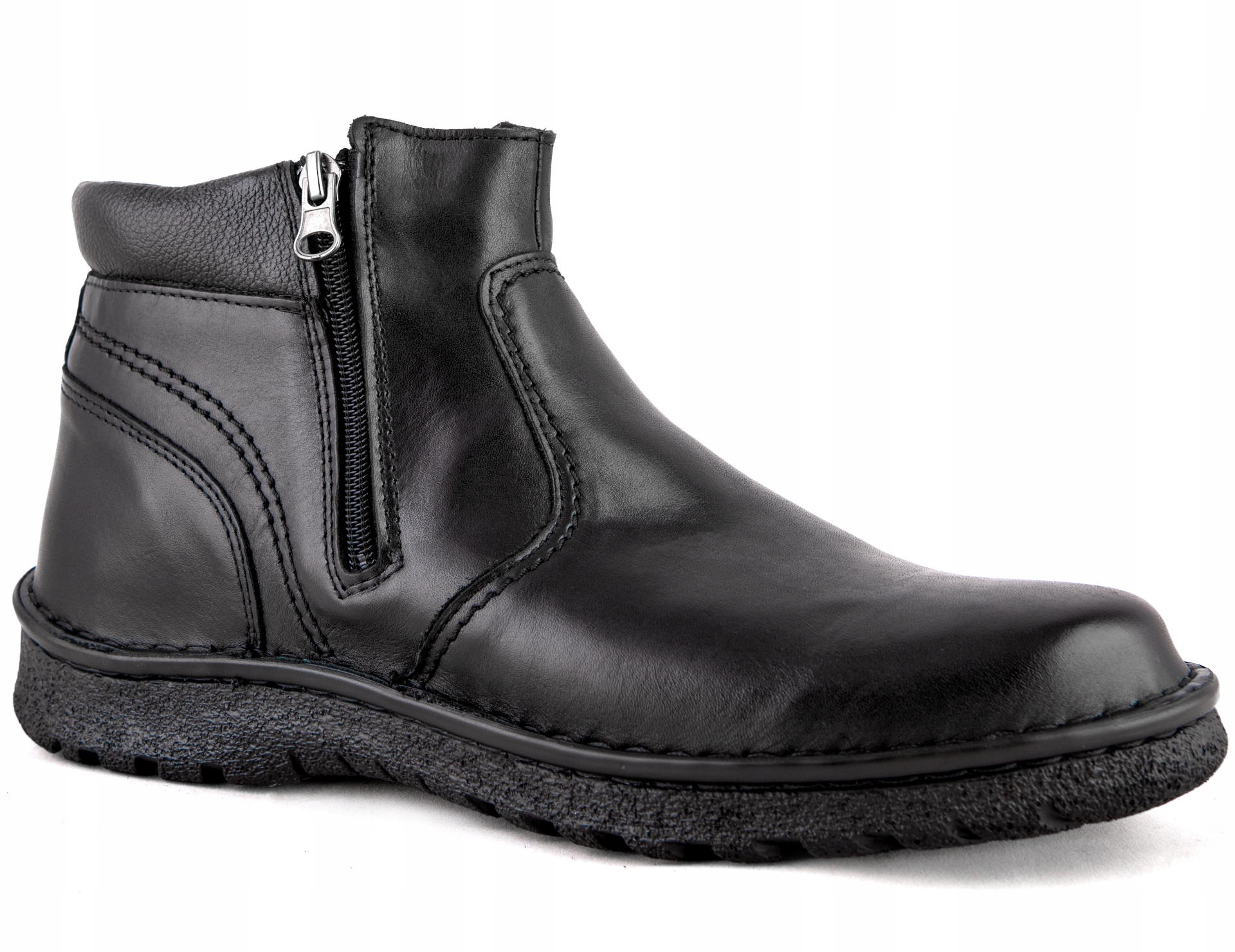 Buty męskie zimowe MIĘKKIE SZEROKIE SKÓRZANE 45