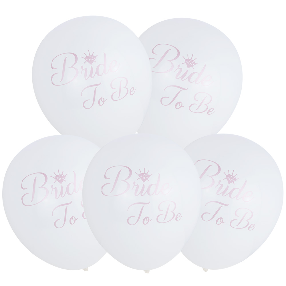 

Balony Białe Bride To Be Napis Różowy Zestaw 5szt