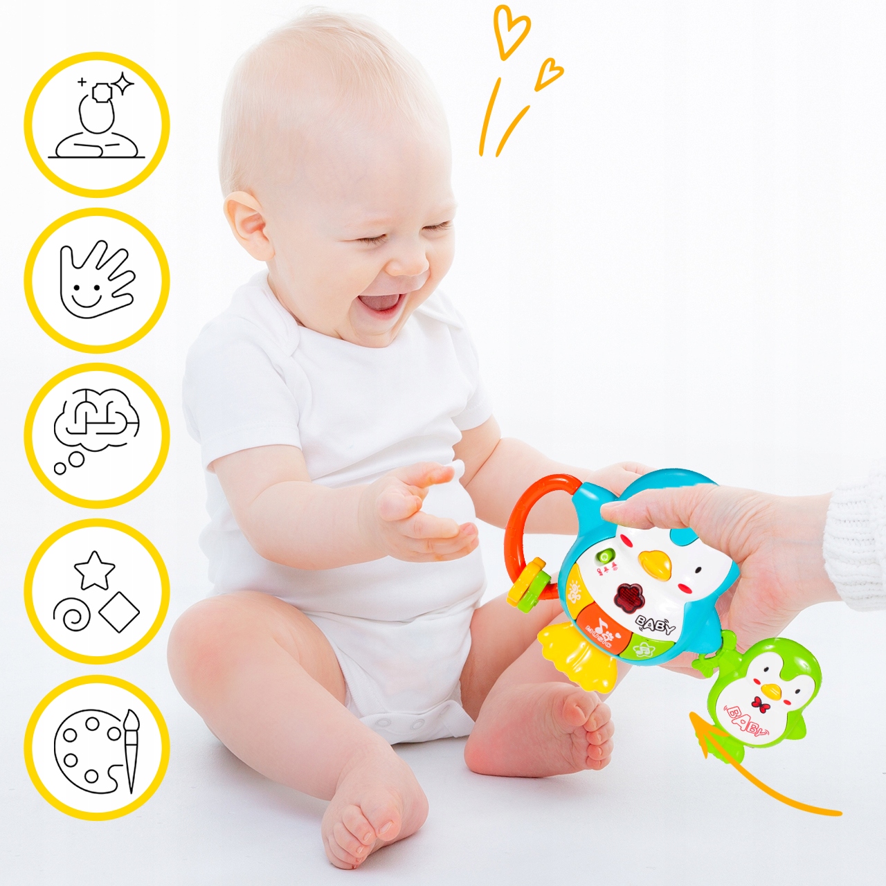 CSÖRGŐK INTERAKTÍV RÁGÓKA KICSIKNEK PINGVIN GYEREKEKNEK SZETT Termék mélysége 25 cm