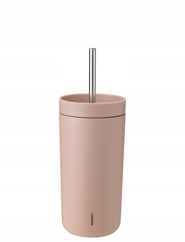 Stelton To Go Ocelový Termohrnek se slámkou 400 ml Růžový