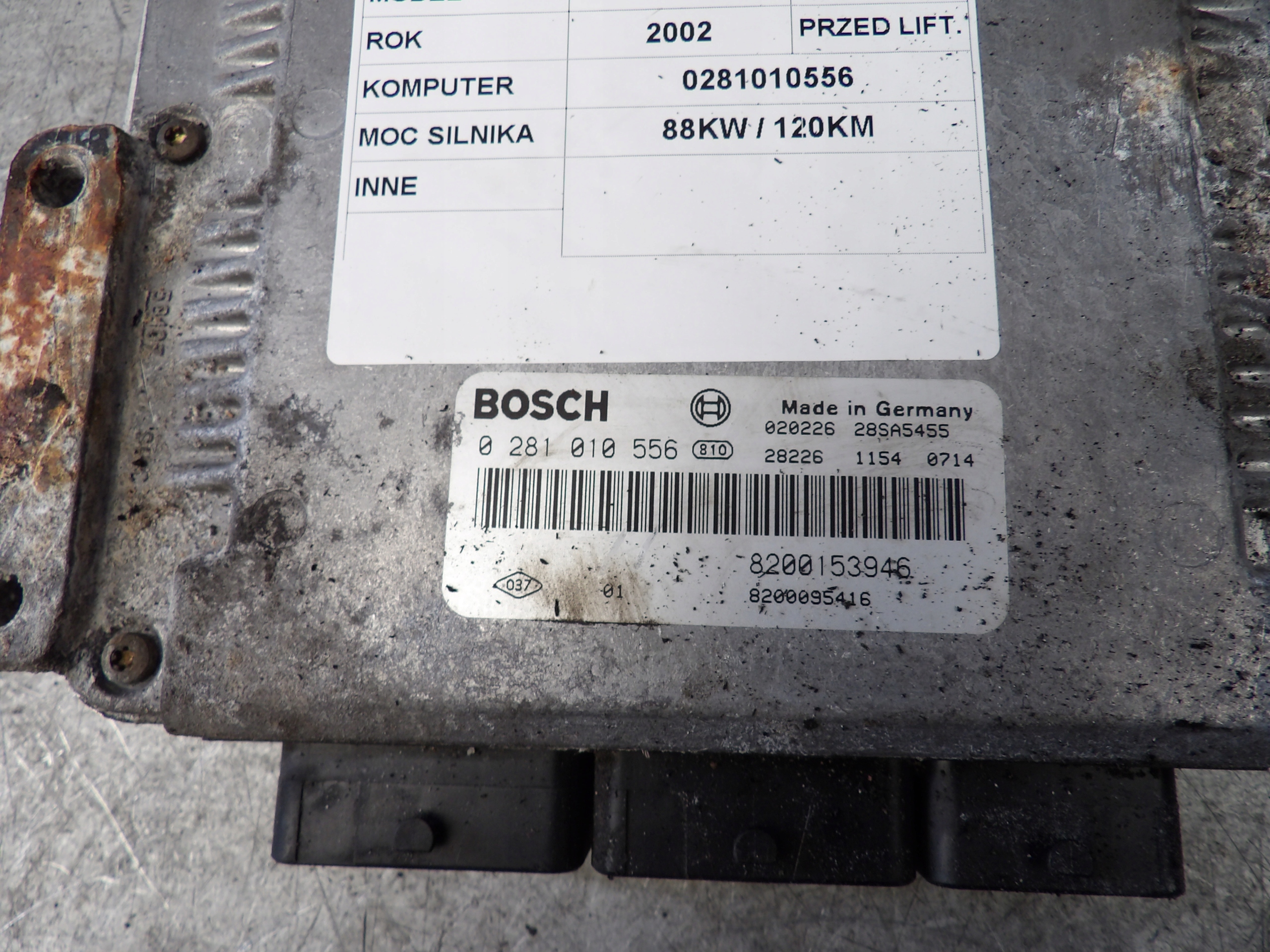 Renault Laguna II computer, control unit 0281010556 8200153946 8200095416