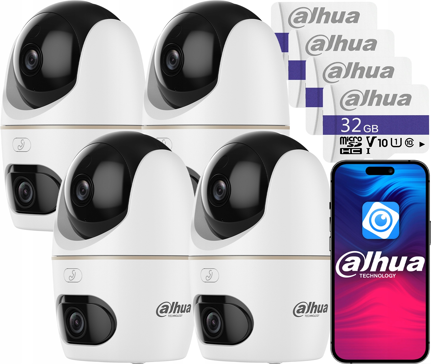 Štyri otočné kamery WiFi 10Mpx Dahua H5D-5F Hero Dual Light +32GB