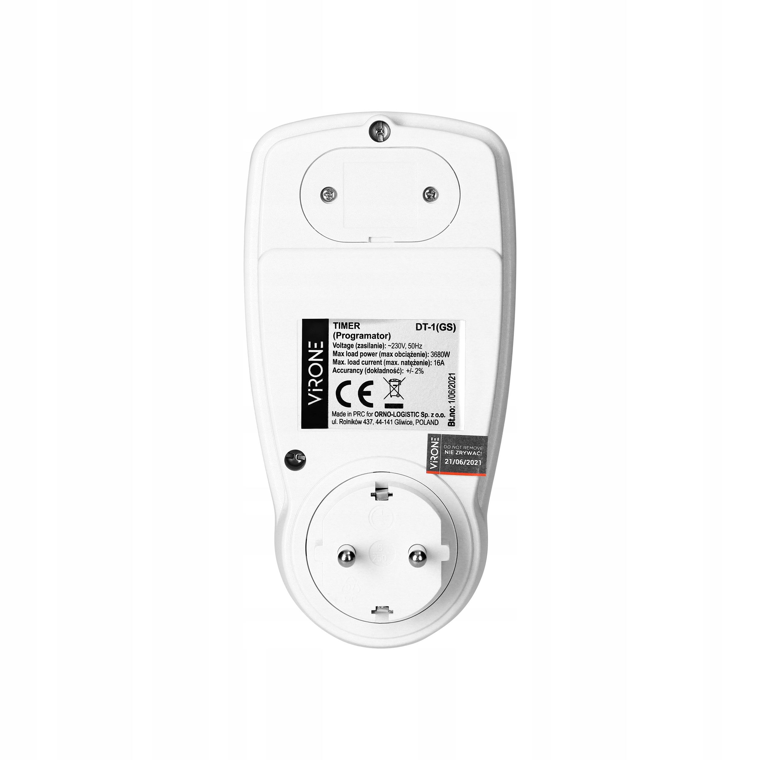 Elektroniczny programator czasowy z wyświetlaczem LCD, wersja Schuko Model DT-1(GS)