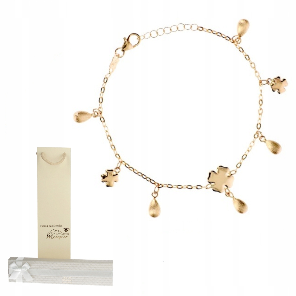 Zlatý závěsný náramek Jetelky a Sopelky 585