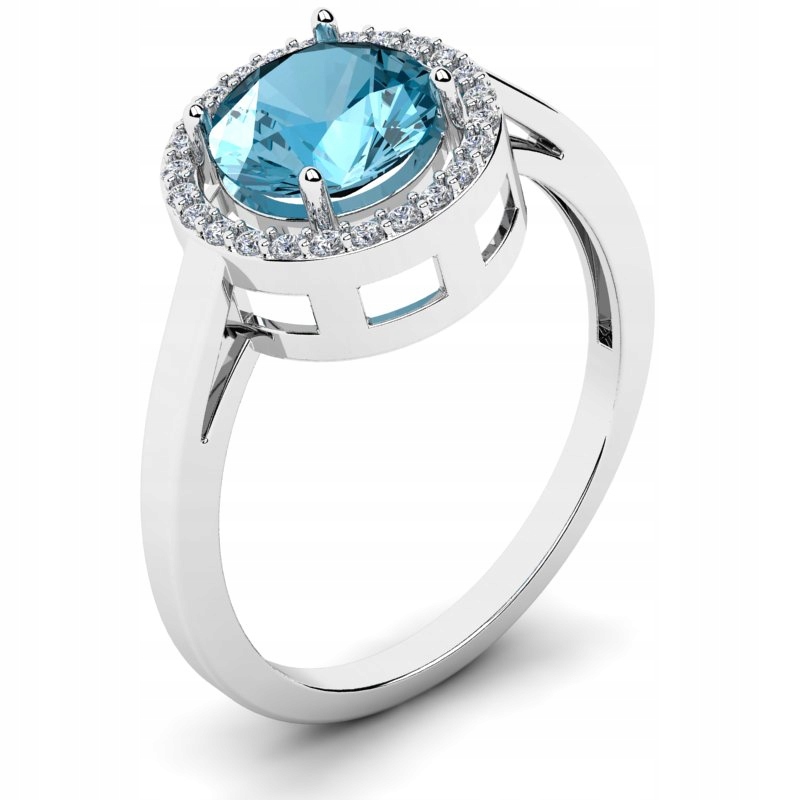 

Pierścionek Z Białego Złota Z Błękitną Cyrkonią