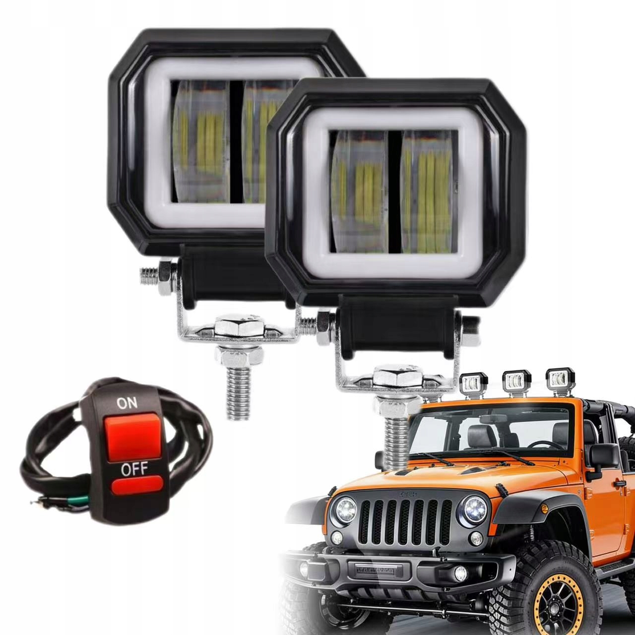 2szt.HALOGEN DZIENNE LED MIJANIA RINGI WŁĄCZNIK 6D