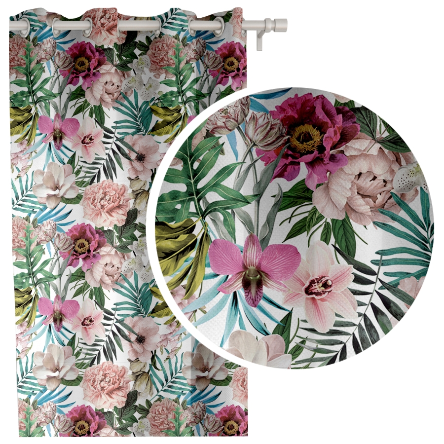 ZASŁONA MATOWA kwiaty ZASŁONY na PRZELOTKI 145x250