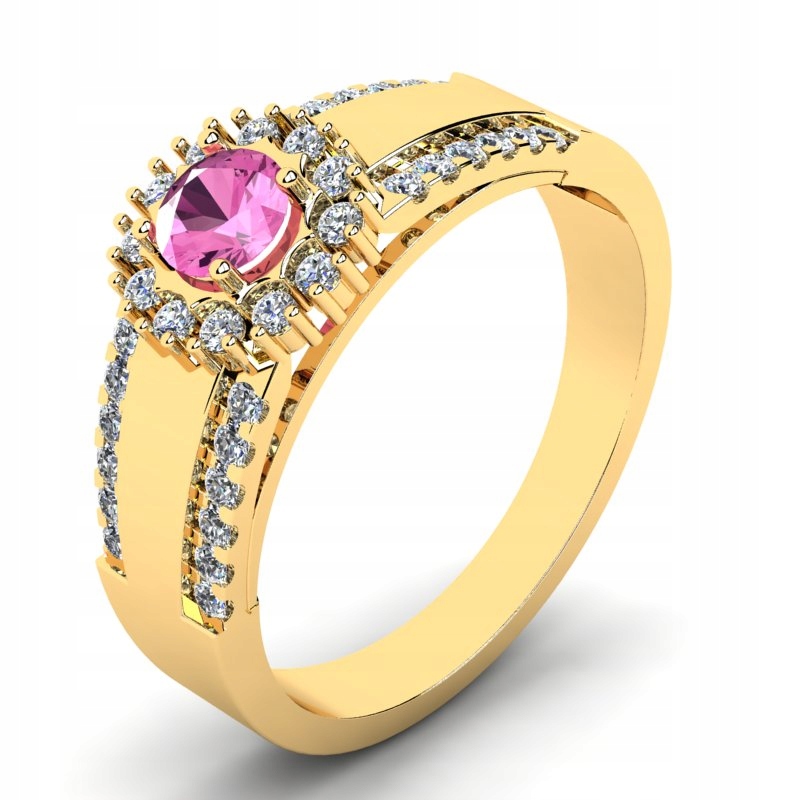 

Pierścionek Złoty Zaręczynowy Z Różową Cyrkonią