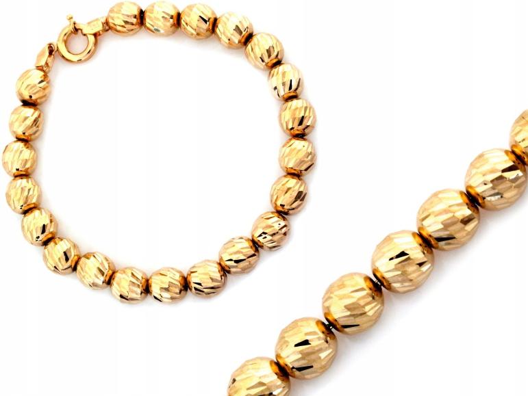 Zlatý náramek 585 z velkých frézovaných kuliček je ideální jako dárek 14kt