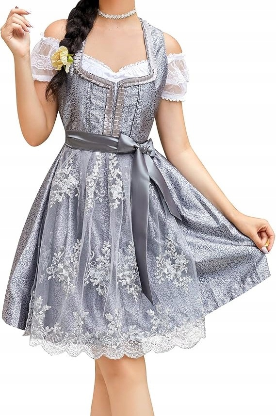 Šaty Clearlove 3-dílná na Oktoberfest, karneval, šedá 36 G2,6