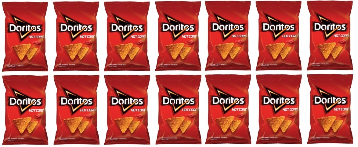 14x 100g Doritos Hot Corn chipsy kukurydziane ostra papryka Karton