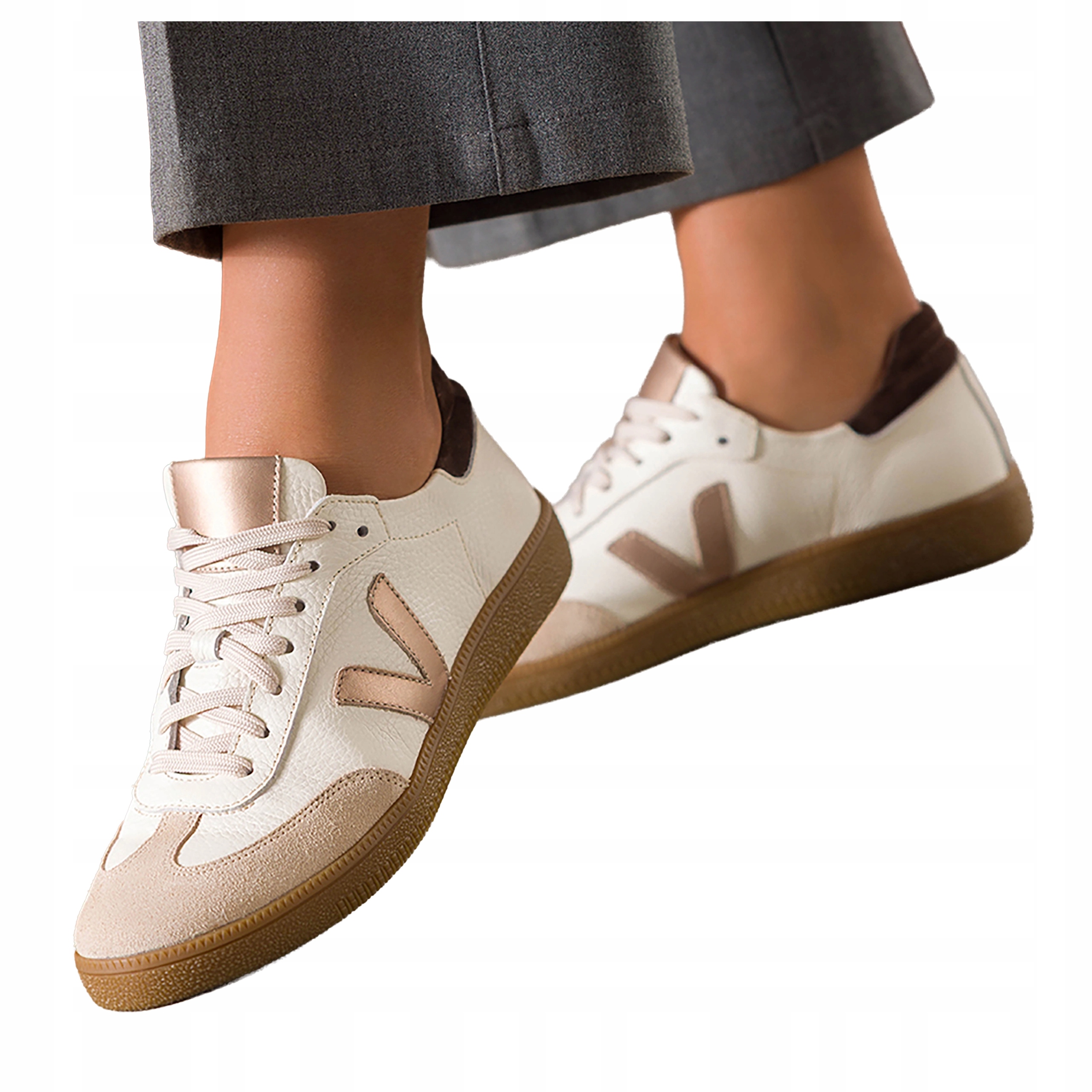 Béžové Tenisky Dámské Modne Sportovní Šněrovací Elastické Kožené vel. 36