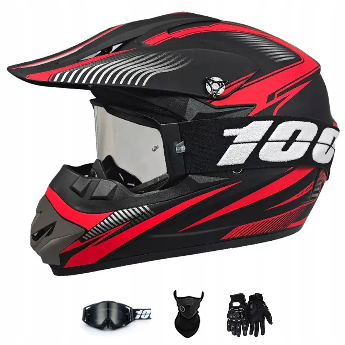 Motocyklová Přilba Lehká Enduro Quada Brýle Rukavice Maska M