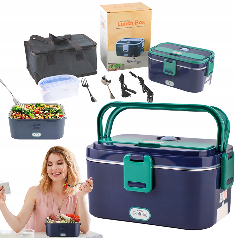 Lunchbox Elektrický Ohřívač Jídla 1800 ML Nerezová Ocel