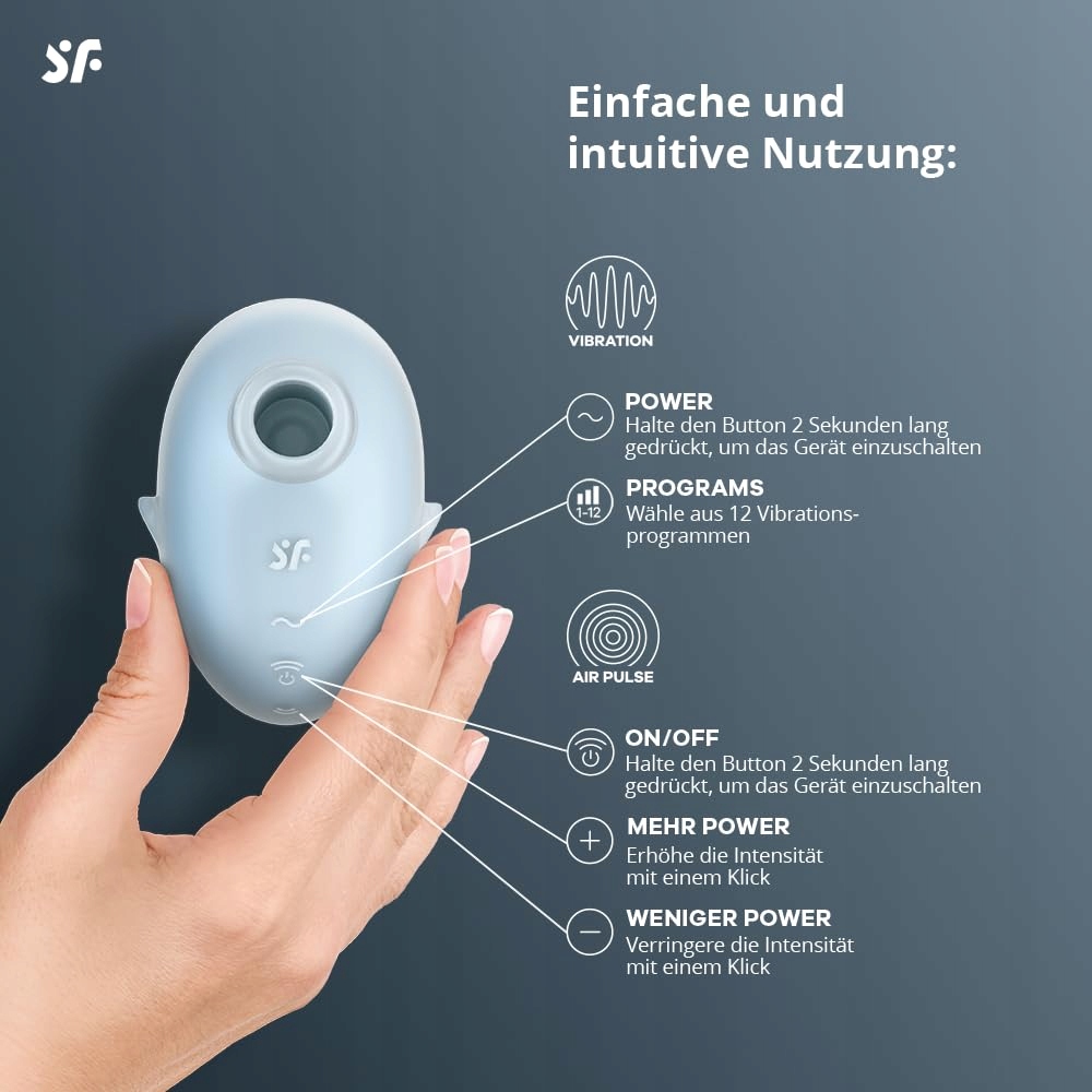 SATISFYER Cutie Ghost Wibrator Klitoris Wodoodporny Silikon Niebieski — miniatura 3
