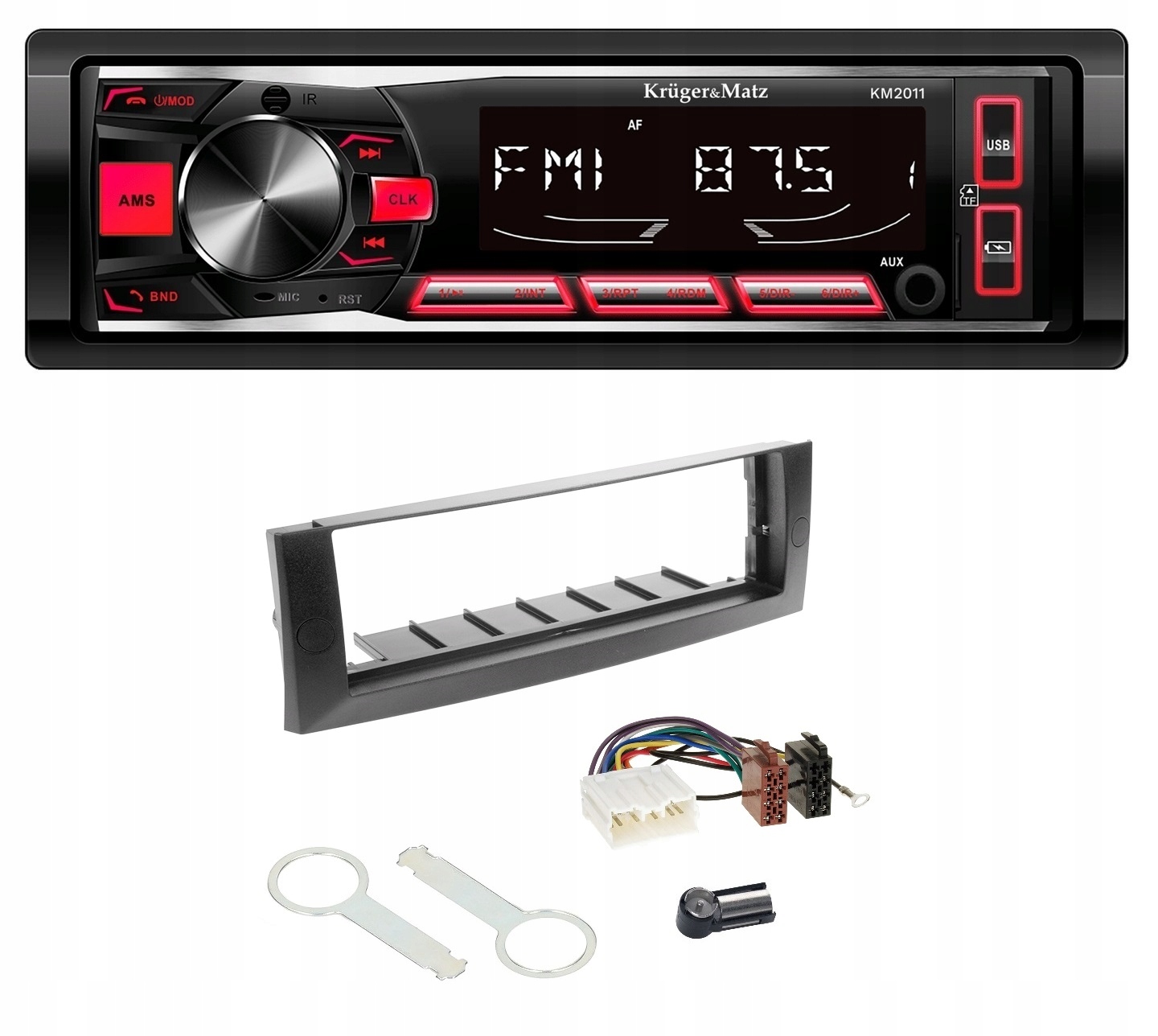 Kruger&Matz KM2011 Radio Rámeček konektor Iso Usb Bluetooth Mitsubishi Colt