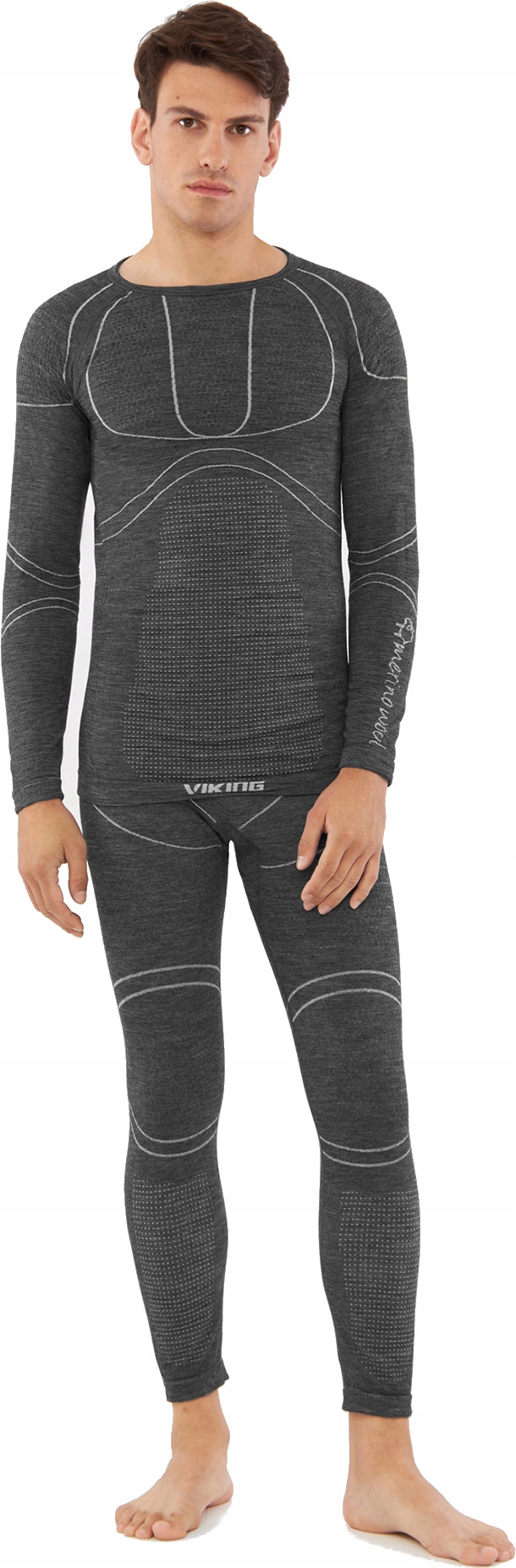 Pánské termoaktivní spodní prádlo Viking Lan Pro Set vel. L šedé Merino Wool