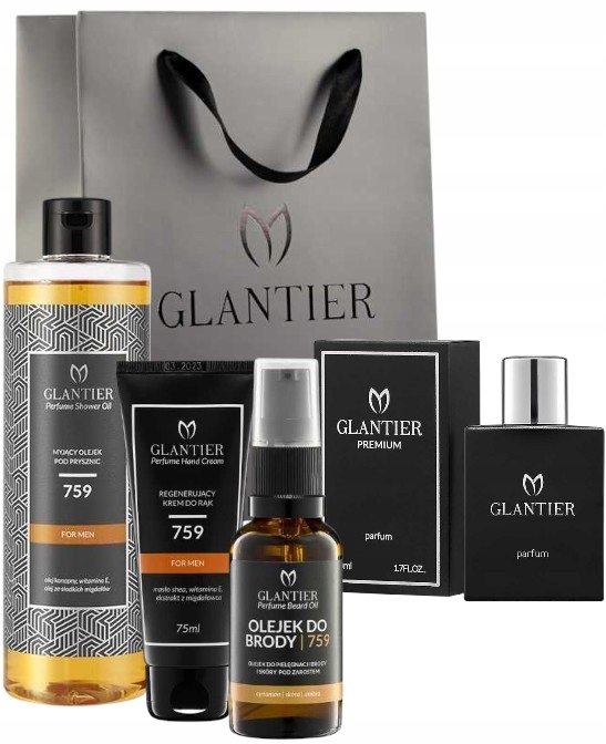 Glantier Zestaw 759 Exclusive: Perfumy Premium Olejek Krem Olejek Torebka