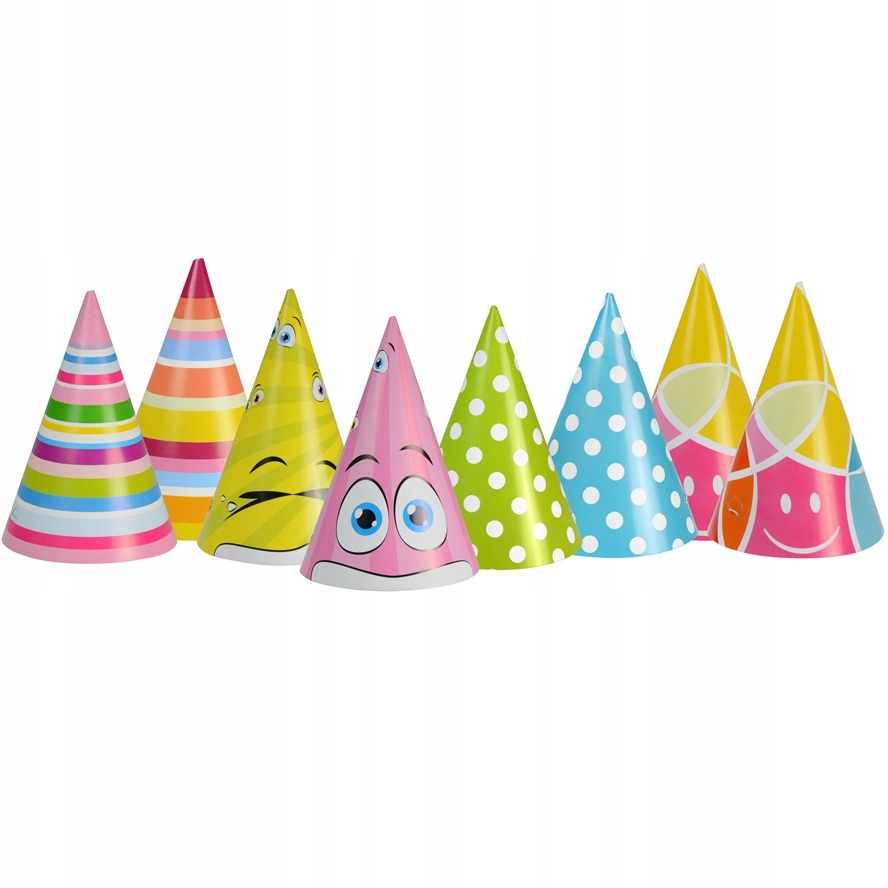 CZAPECZKI PAPIEROWE URODZINOWE KOLOROWE 3SZT MIX WZORÓW