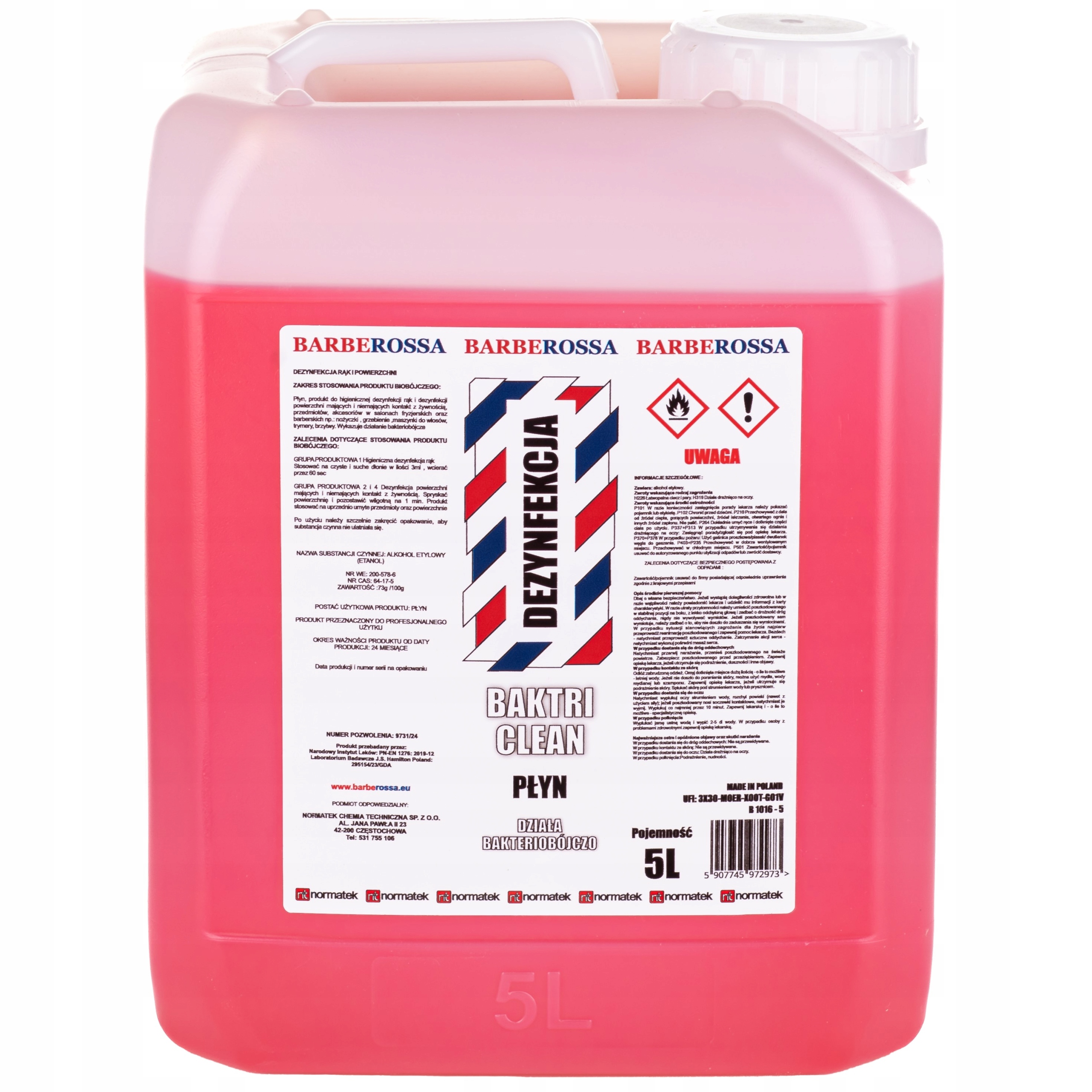 Barberossa Baktri Clean 5L – Płyn do dezynfekcji narzędzi fryzjerskich