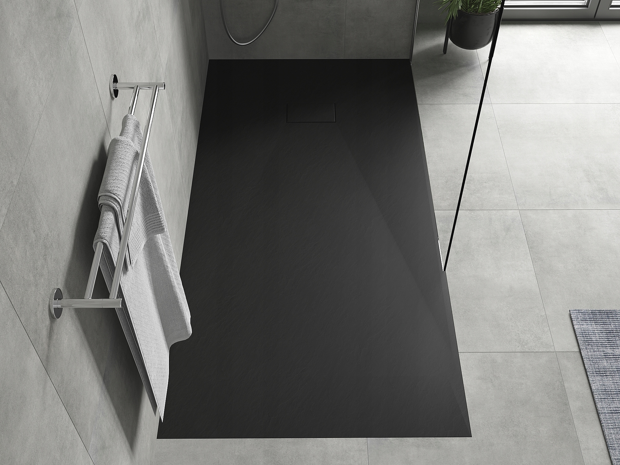 MEXEN HUGO BRODZIK PROSTOKĄTNY SMC IMITACJA KAMIENIA 170 x 80 CM CZARNY Marka Mexen