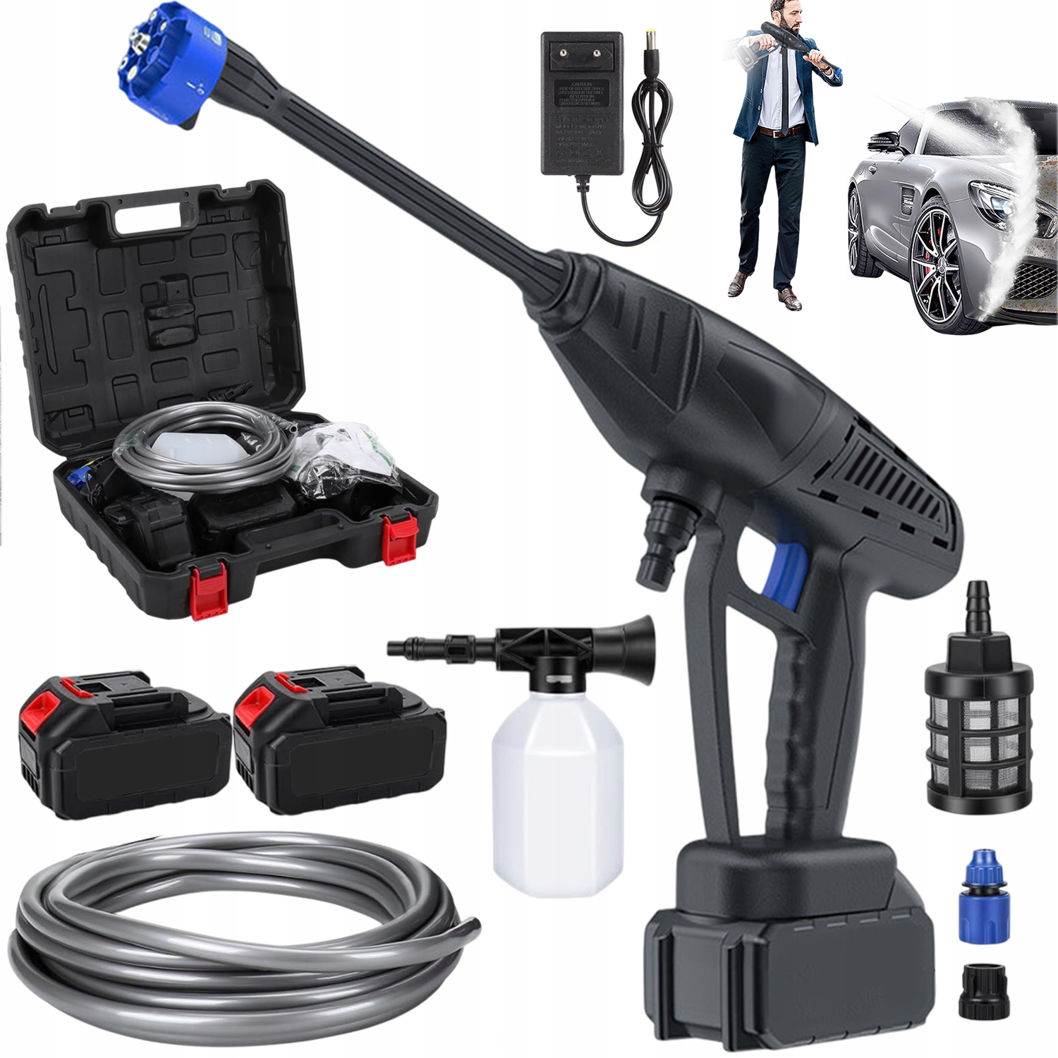 Akumulátorová Tlaková Myčka 21V 70BAR 6V1 Pro Mytí Auta Na Terase