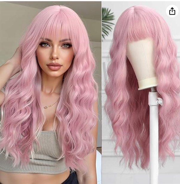 Paruka Esmee Dlouhá vlnitá růžová paruka se syntetickou hřívou 70 cm