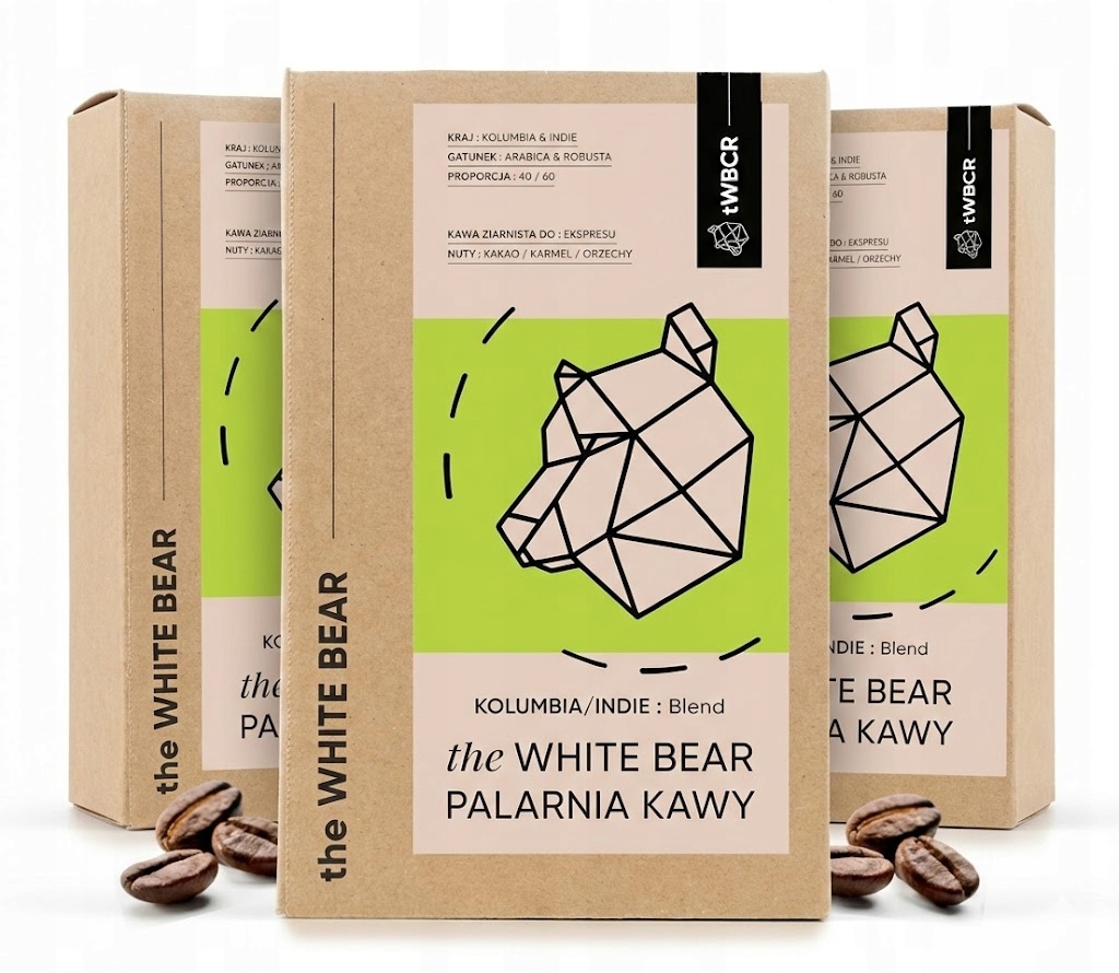 Levně 3x káva káva Arabica&Robusta The White Bear Kolumbie/Indie 1000 g