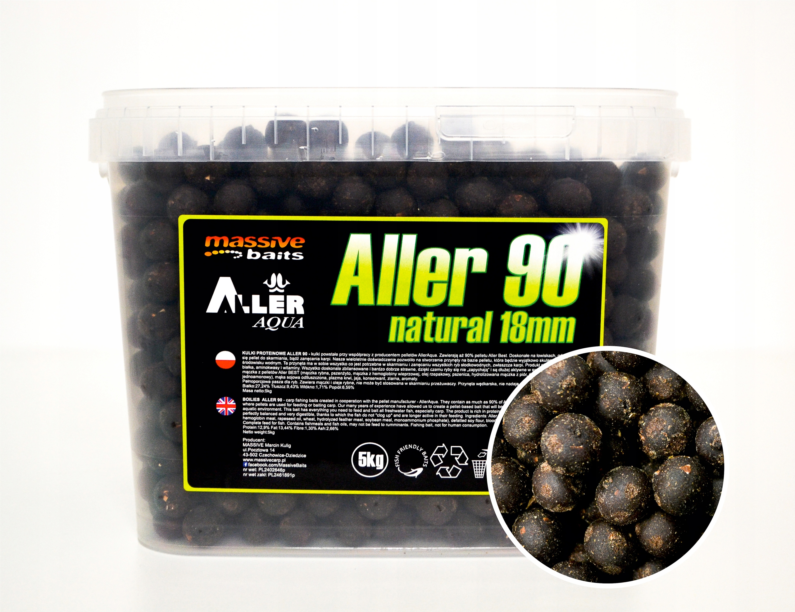 Massive Baits Kulki Proteinowe Aller 90 18mm Natural